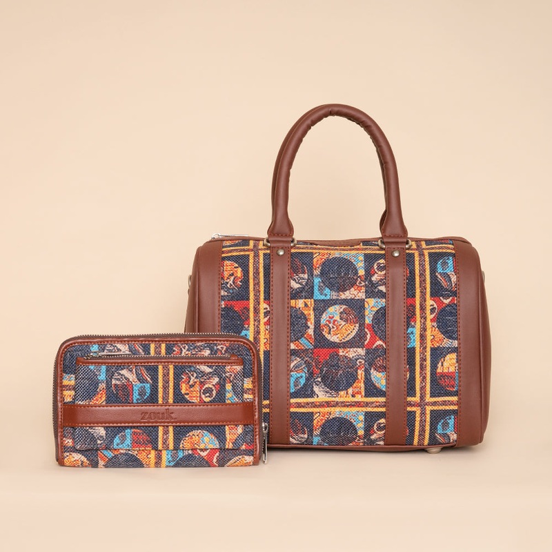 African Art - Handbag & Classic Zipper Wallet Combo
