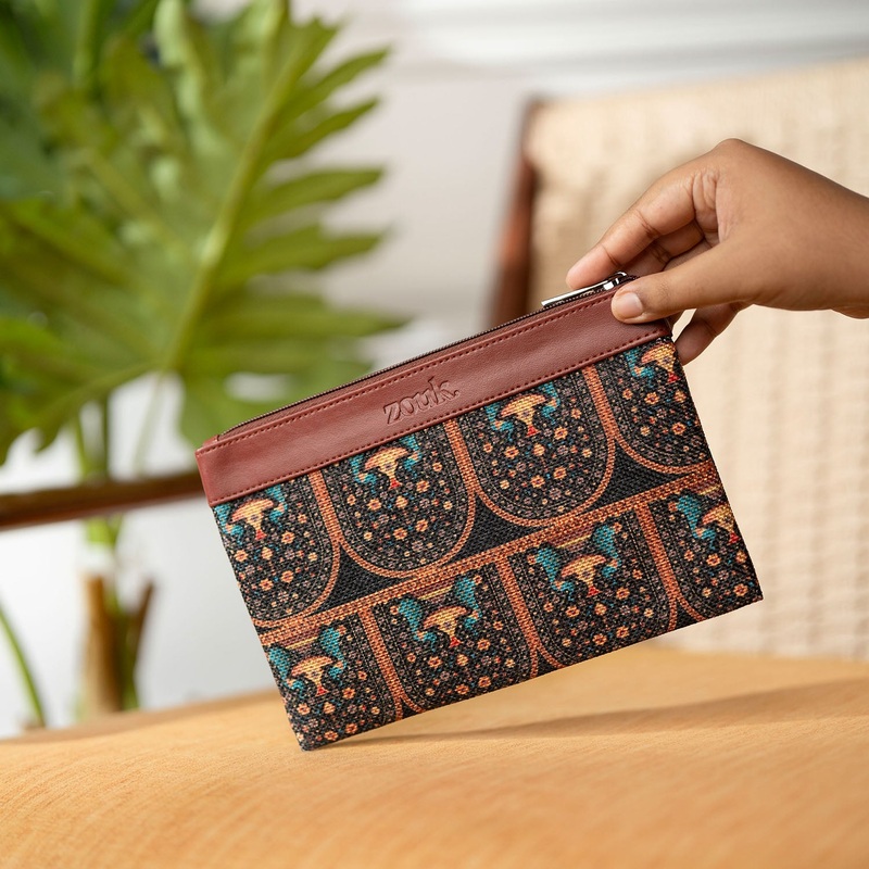 Royal Indian Peacock Motif Cosmetic Pouch