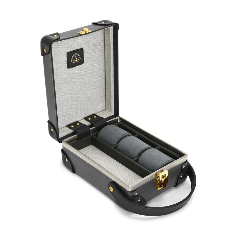 Centenary  3-Slot Watch Case | Charcoal/Black/Gold