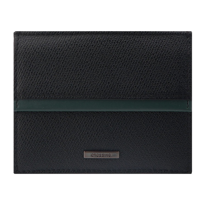 Crossing Modish Leather Coin Pouch With Card Case - Black/Teal