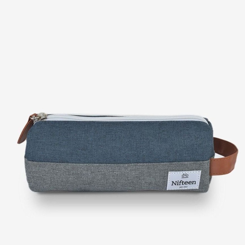 Nifteen Pencil Case Large - Grey/Blue