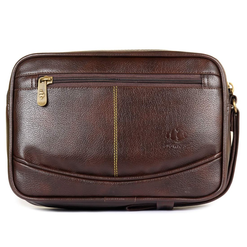Handbag: Multipurpose Travel Pouch - Lightweight, Stylish | Adjustable Strap | Size S | Dark Brown