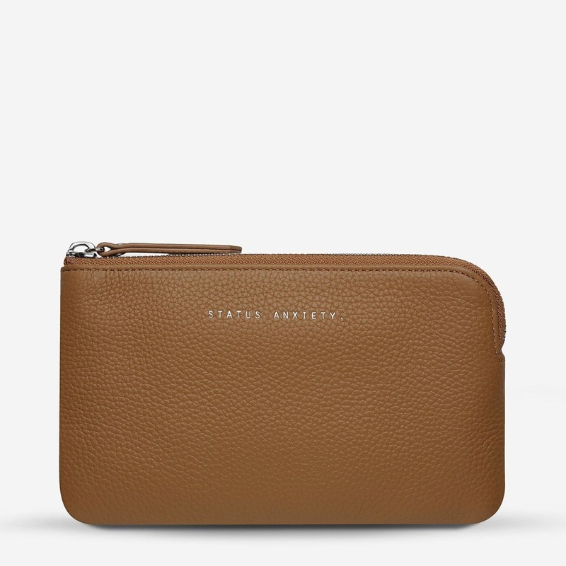 Status Anxiety Smoke And Mirrors Zip Leather Pouch - Tan