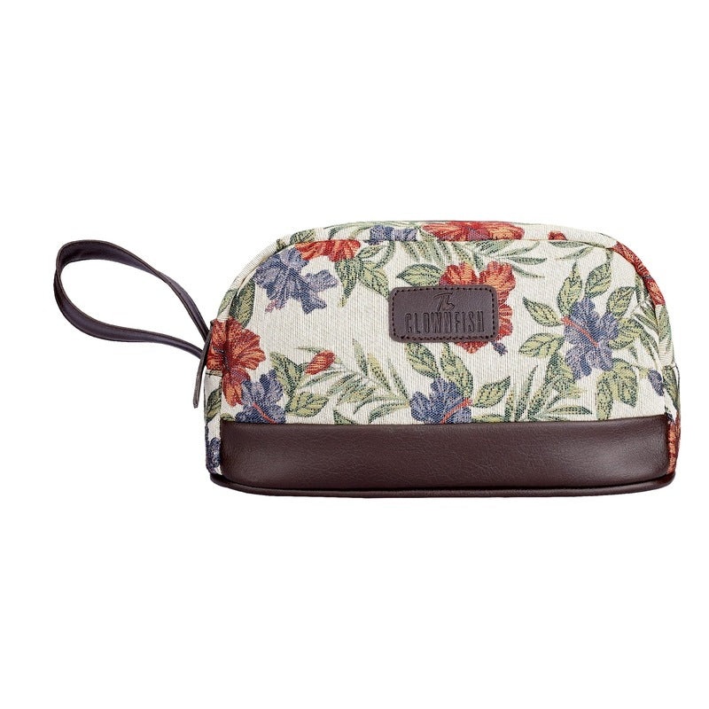 THE CLOWNFISH Men & Women Travel Pouch Toiletry Bag Shaving Kit Cosmetic Bag Toiletry Bag Travel Kit Travel Pouch Travel Kit Jolly Series (Maroon-Floral), 10 Centimeters, Standard