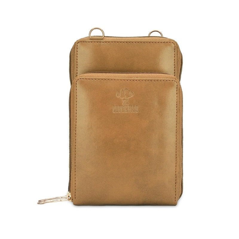 THE CLOWNFISH Trivia Vegan Leather Wallet with Zip Around Pocket | Sling Bag | Light Brown