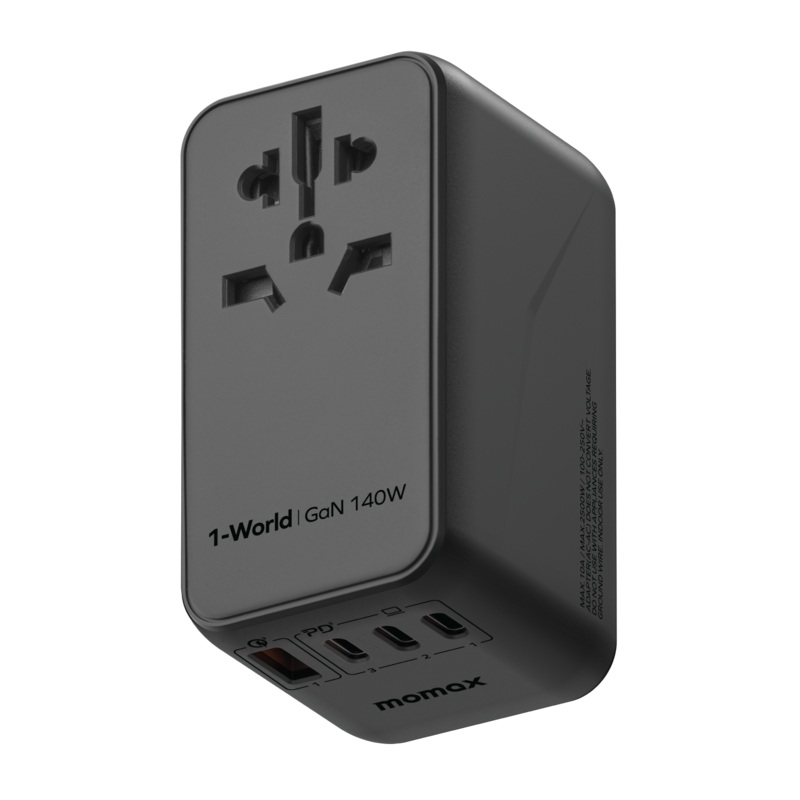 1-World Universal 4-Port Travel GaN Charger 140W + USB-C Cable