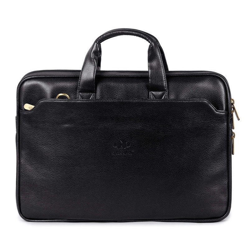 THE CLOWNFISH Jason Faux Leather Slim Expandable 12 inch Laptop Messenger Bag Laptop Briefcase (Green)