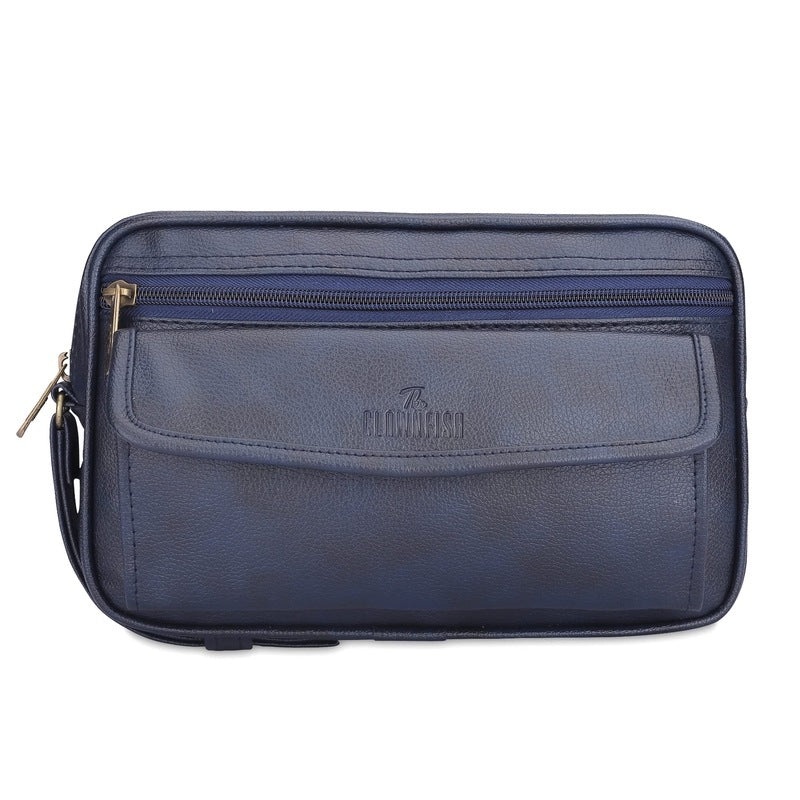 The Clownfish Multipurpose Travel Pouch - Elegant Design | Includes Wrist Belt | Size: 28x9x18 cm | Color: Blue