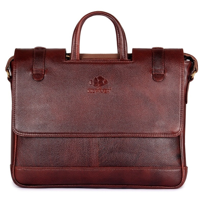 THE CLOWNFISH Reagan Faux Leather Unisex 15.6 inch Laptop Messenger Bag Briefcase (Dark Brown)
