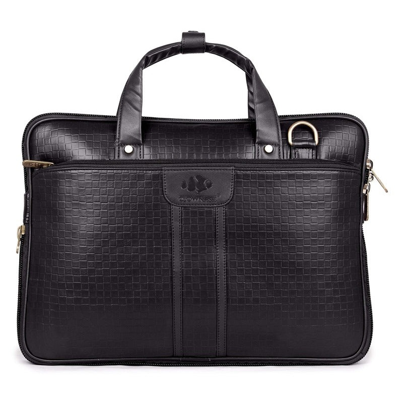 THE CLOWNFISH Richard Series Laptop Briefcase - Vegan Leather, Spacious | Adjustable Shoulder Strap | 14 inch | Black