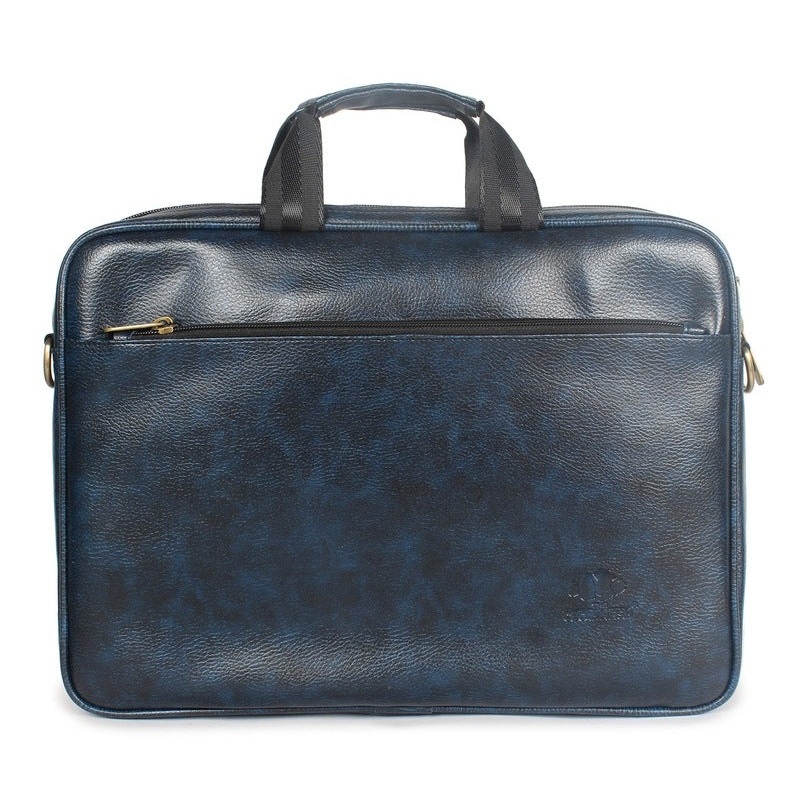 THE CLOWNFISH Zeus Faux Leather 14 inch Laptop Messenger Bag Briefcase (Blue)