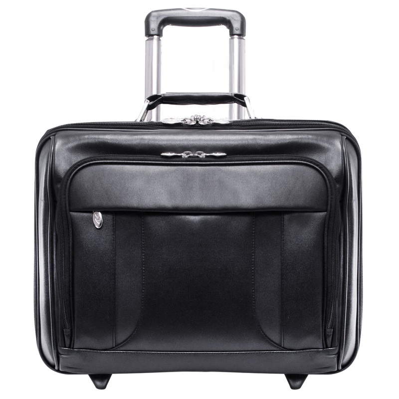 Lasalle 15.6" Leather Wheeled Laptop Overnight w/ Removable Briefcase