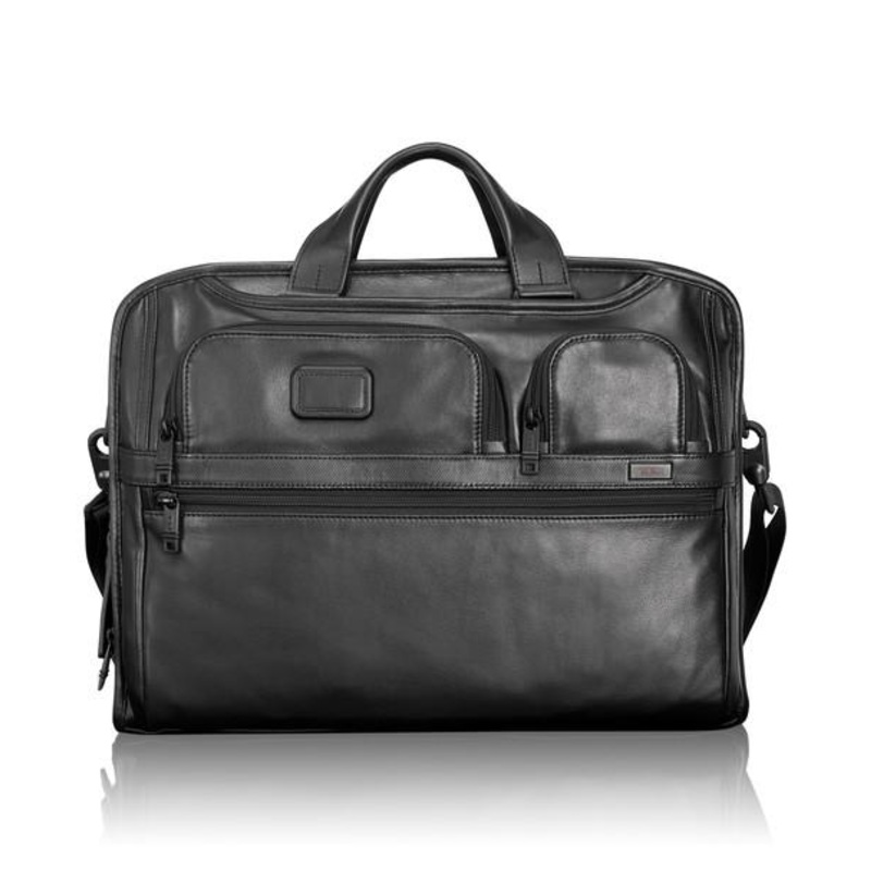 Alpha Leather Business Men's Compact Large Screen Computer Brief