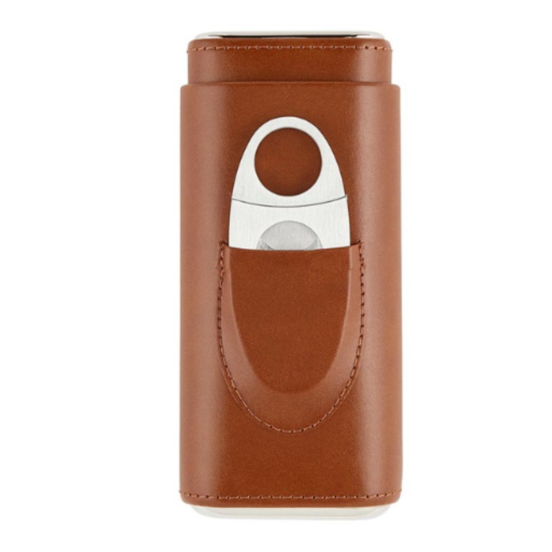 3 Finger Leather Cigar Case & Cutter