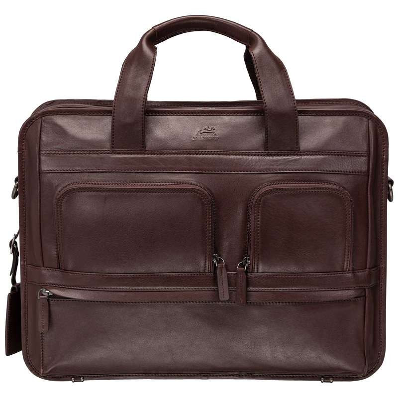 Mancini Leather Milan Double Compartment Top Zipper 15.6 Laptop / Tablet Briefcase