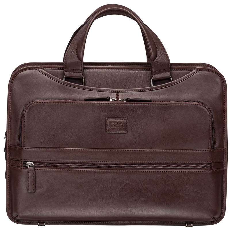 Mancini Leather Milan Triple Compartment Briefcase for 15.6 Laptop / Tablet