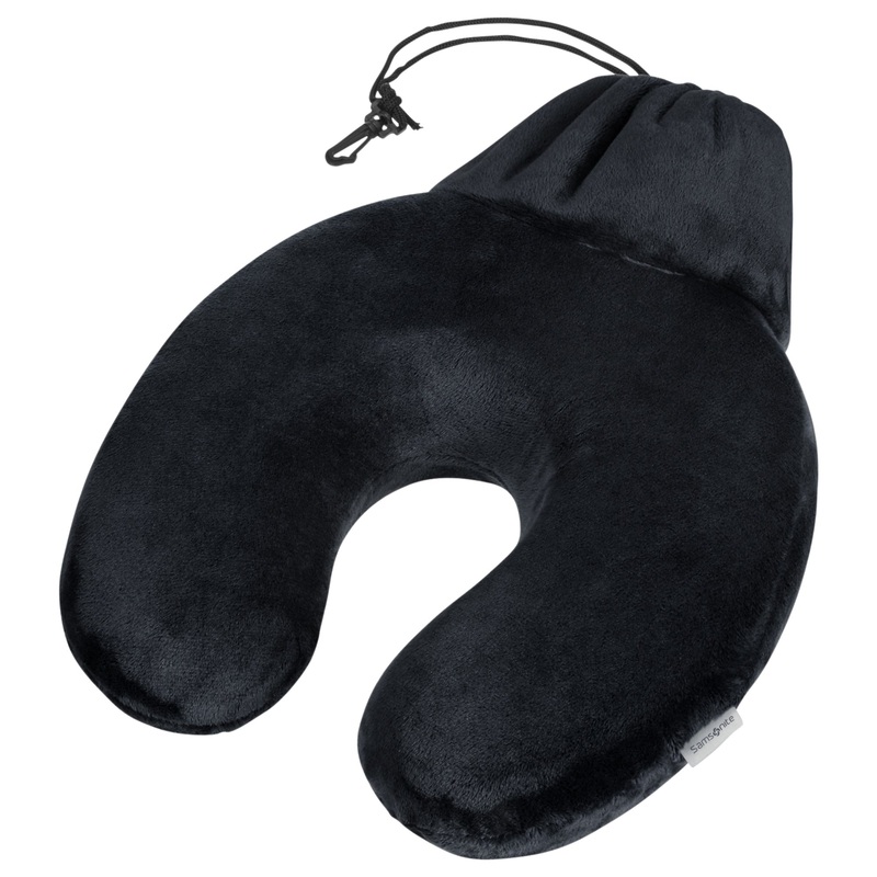 Samsonite Comfort Travelling Memory Foam Pillow + Pouch - Nackenkissen (schwarz)