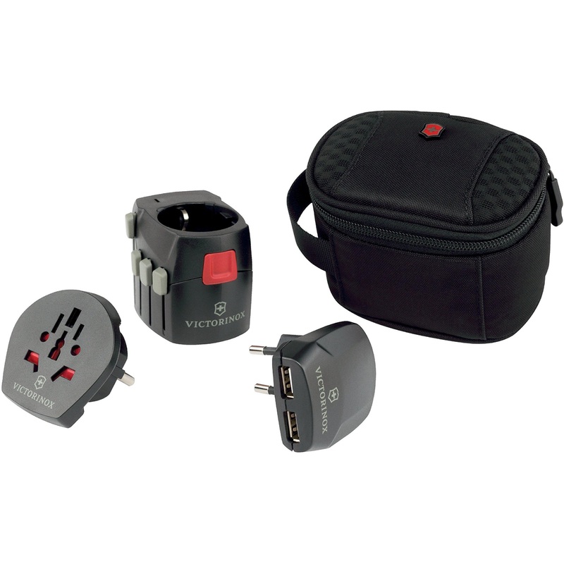 Victorinox Worldwide Grounded Adapter Plug with USB Charger