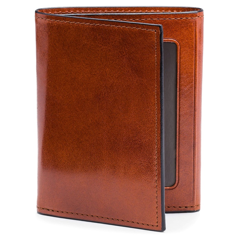 Bosca Mens Old Leather Collection Double ID Trifold Wallet