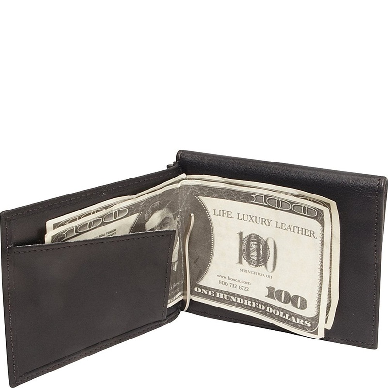 Bosca Men's Nappa Vitello Collection - Trifold Wallet w/ Money Clip