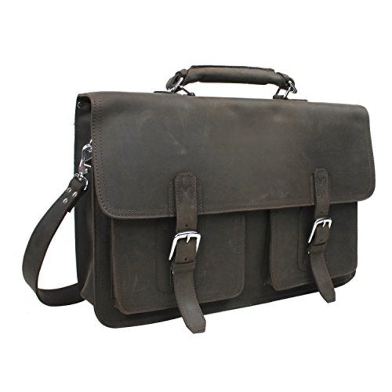 Vagabond Traveler 20" Super Extra Large Pro Leather Briefcase Laptop Bag. Heavy 7Lb Lb08.Db