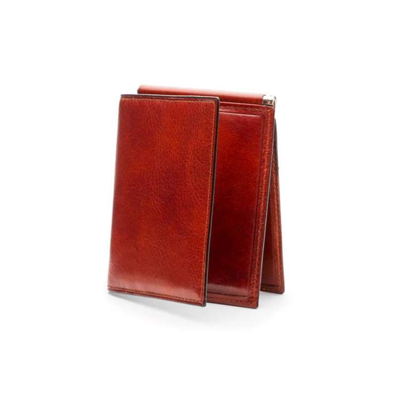 Bosca Oldleather Money Clip Pocket Wallet (Cognac)