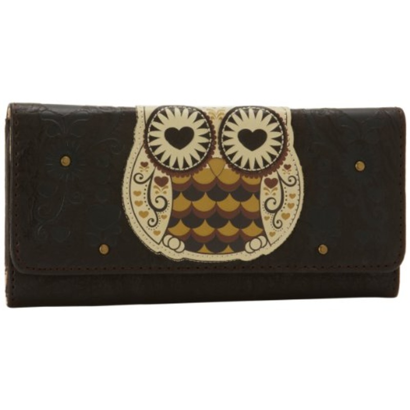 Loungefly LFWA0302 Owl with Heart Eyes Wallet,Brown/White/Black,One Size