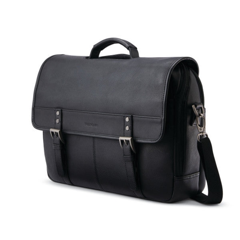 Samsonite CLASSIC LEATHER Flapover Messenger Zippered Briefcase