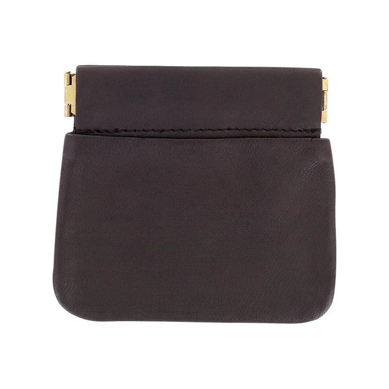 Squeeze Frame Leather Coin Pouch