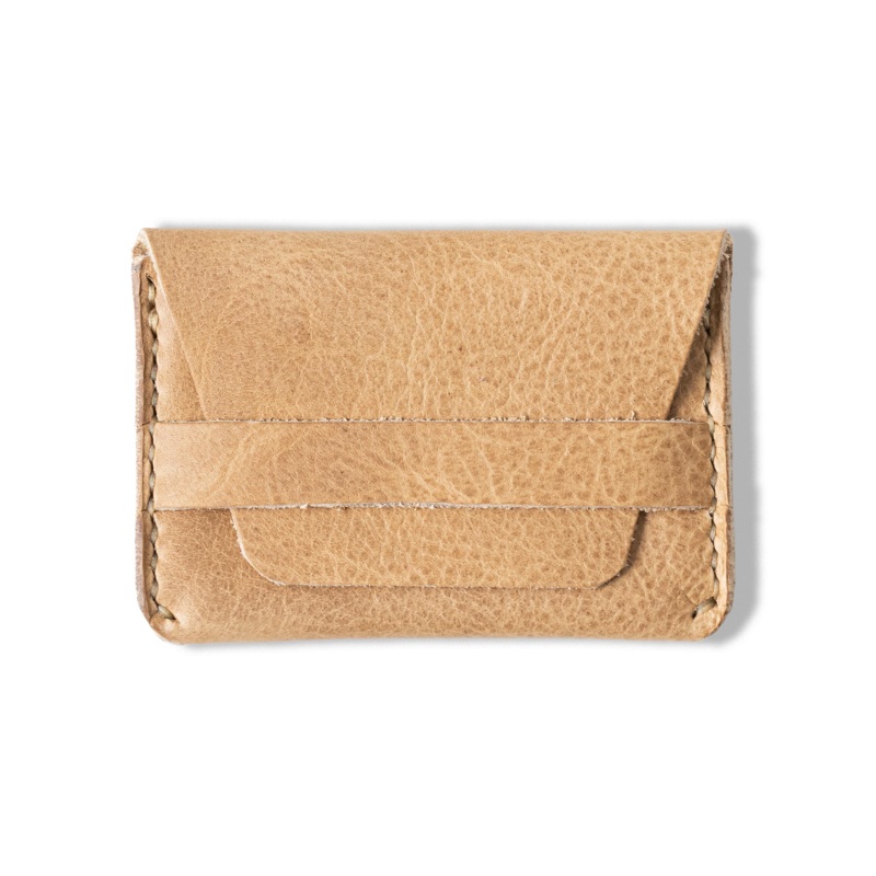 Beige Bison Flap Wallet
