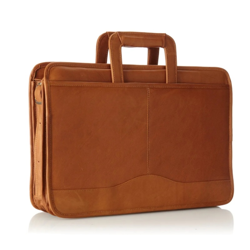 David King & Co. 134 Leather Triple Gusset Drop Handle Zippered Briefcase