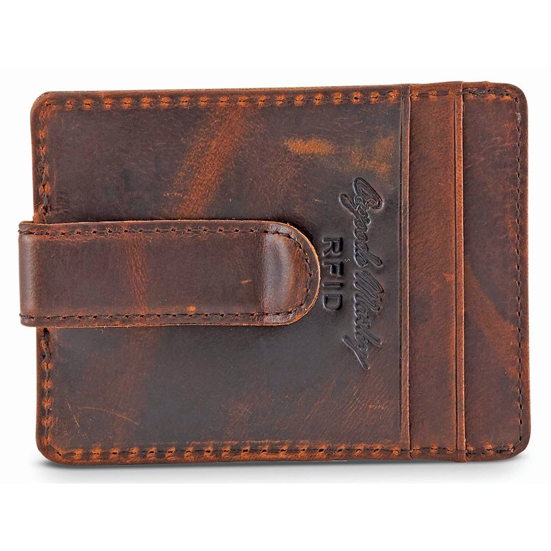 Osgoode Marley Distressed Leather ID Front Pocket Wallet with Money Clip 1303