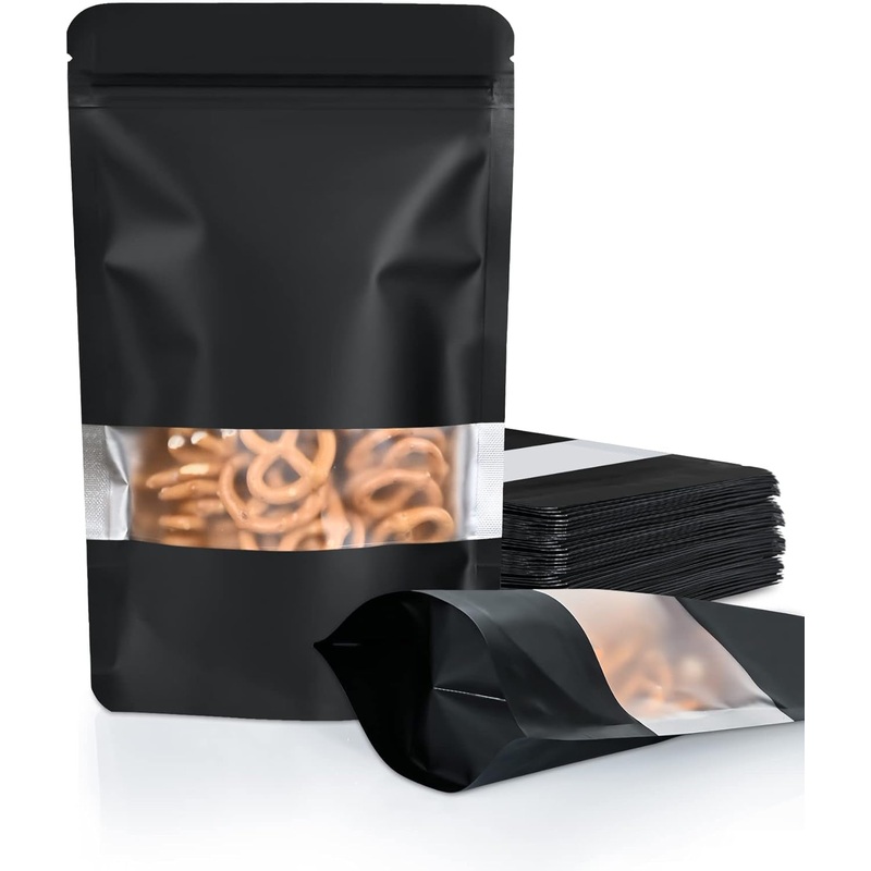 100 Pack Resealable Smell Proof Bags with Matte Window, Stand Up Foil Pouch