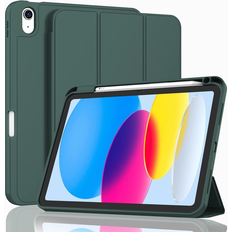 11-Inch Tablet Cases with Pencil Holder, Support Auto Wake/Sleep for 10th/11th iPad (A16), Midnight Green