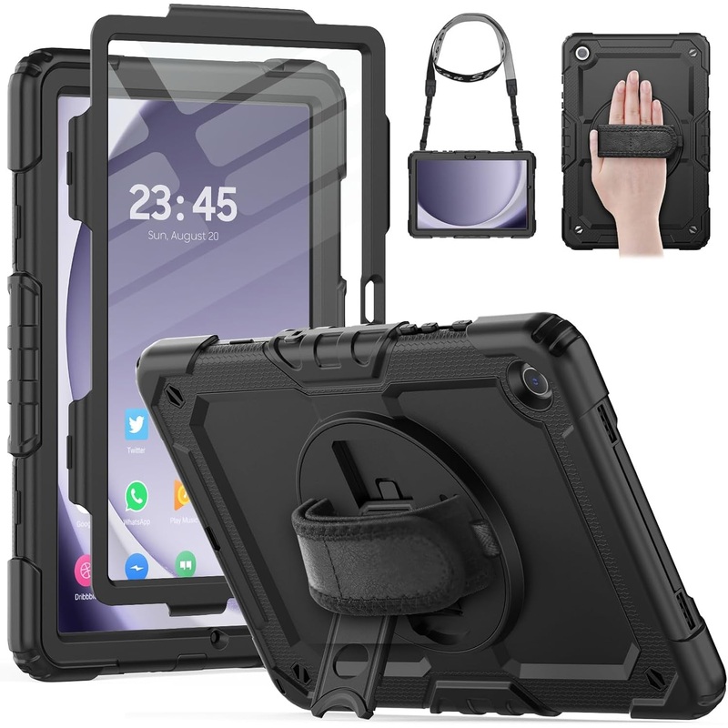11 Inch Tablet Cases with Screen Protector/Hand Strap/Rotating Stand and More for Galaxy Tab A9+ Plus