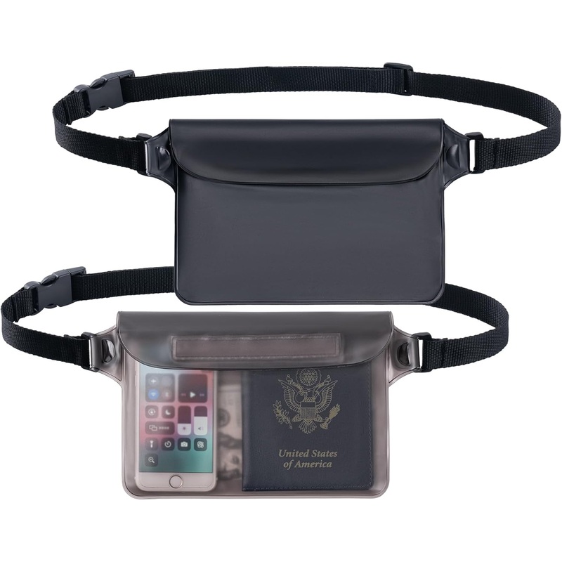 2-Pack Waterproof Dry Pouch with Adjustable Waist Strap & Touch-Sensitive Window