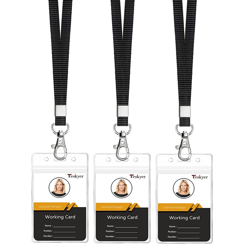 3 Pack Clear Waterproof ID Card Holder with Lanyard