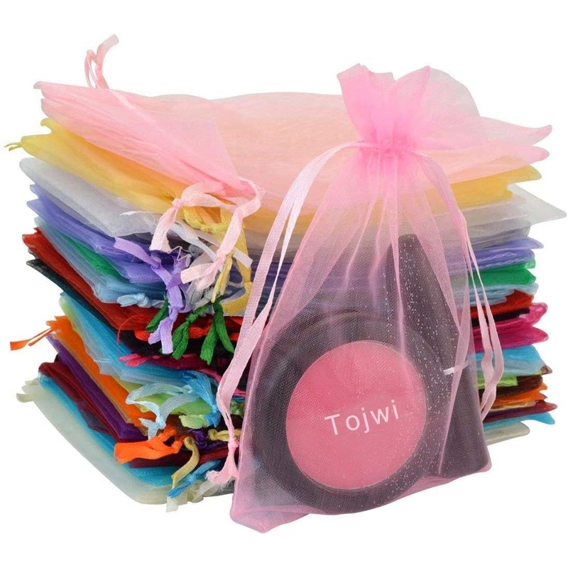 50Pcs Organza Bags-Mix Color 3.54''X4.33''(9X11Cm) Satin Drawstring Organza Pouch Wedding Party Favor Gift Bag Jewelry Watch Bags