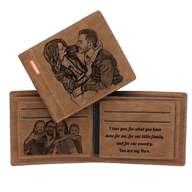 Amlion Custom Personalized Men's Gifts, Engraved Photo Text Wallet