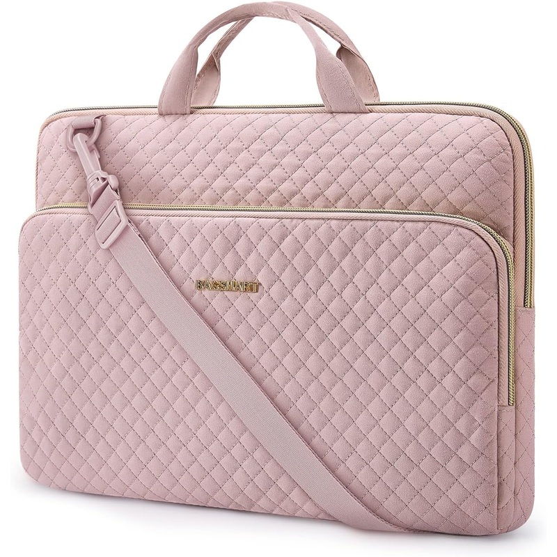 BAGSMART Protective Sleeve Case Compatible with Macbook Pro 16 Inch,15.6 Inch, Hp,Dell,Acer Aspire,Asus Notebook,Laptop with Shoulder Strap,Pocket,Handle,Pink