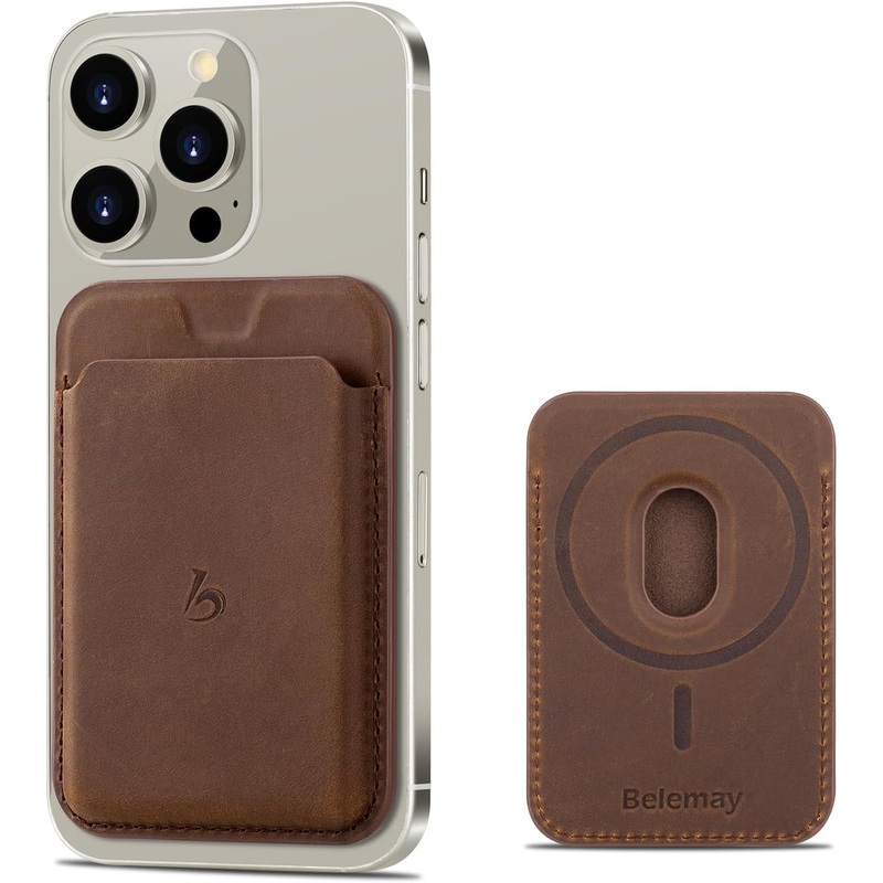 Belemay Magnetic Wallet Compatible Magsafe & iPhone series - Brown