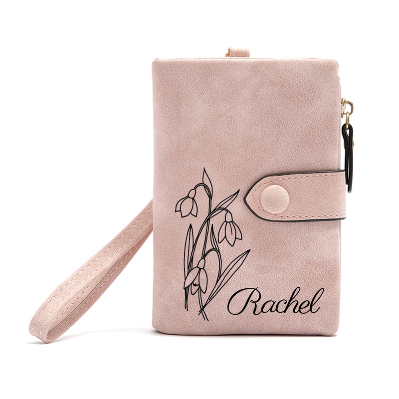 Cooayyaooc Custom Personalized Wallet, customize Birth Flower & Name