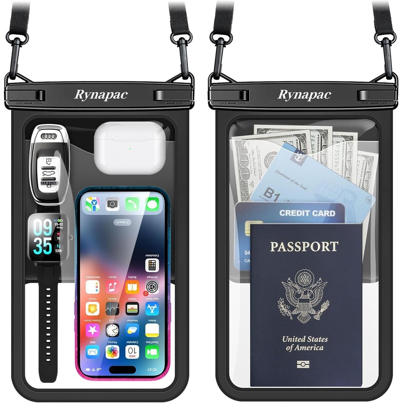 IPX8-Rated Waterproof Phone Pouch with Lanyard & Touch Sensitivity for Up to 10 Inch, 2 Pack