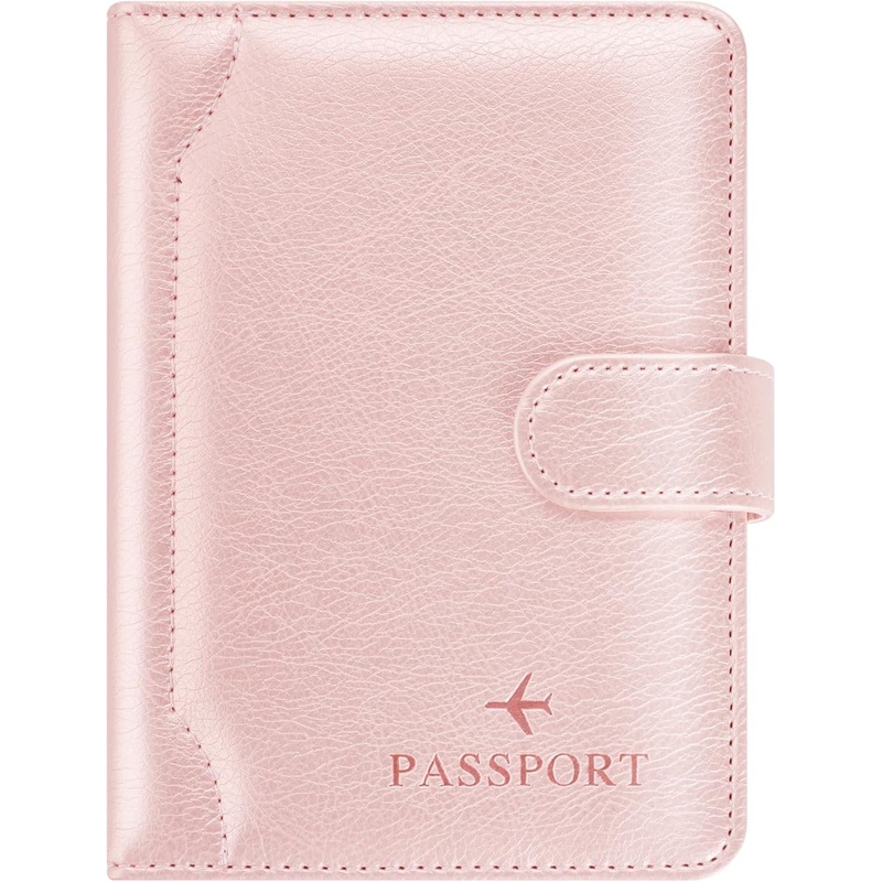 Passport Holder with Magnetic Buckle, Leather Travel Wallet, Unisex