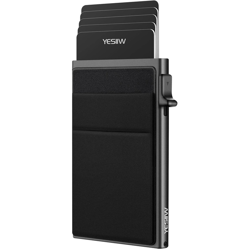 Pop up Business Card Holder for Men Minimalist Aluminum Wallet