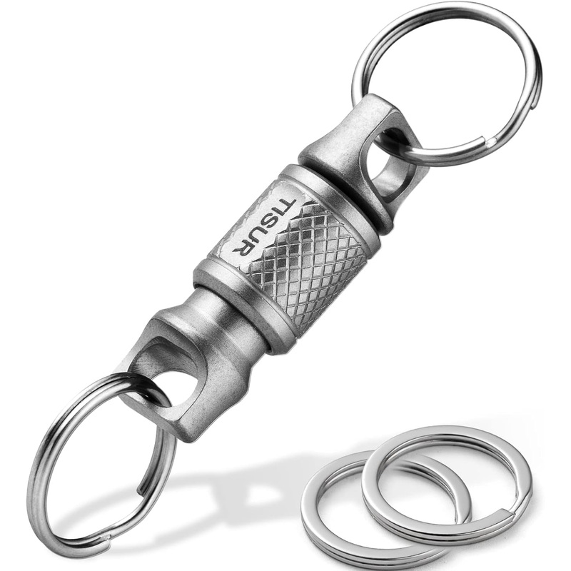 Titanium Quick Release Keychain with 2 Stainless Steel Key Rings, Unisex