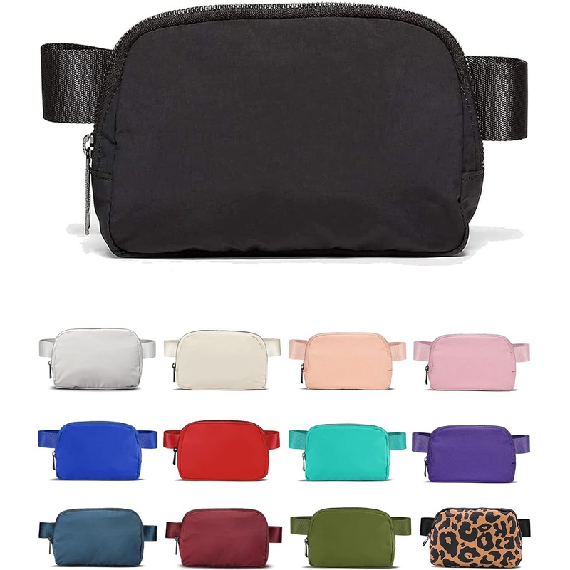 Fanny Pack Crossbody Bag Trendy Waterproof Small Sling Cross Body Purse for Women Men Fashion Waist Packs Mini Belt Pouch Chest Bum Hip Lulu Dupes Travel Vacation Running Black