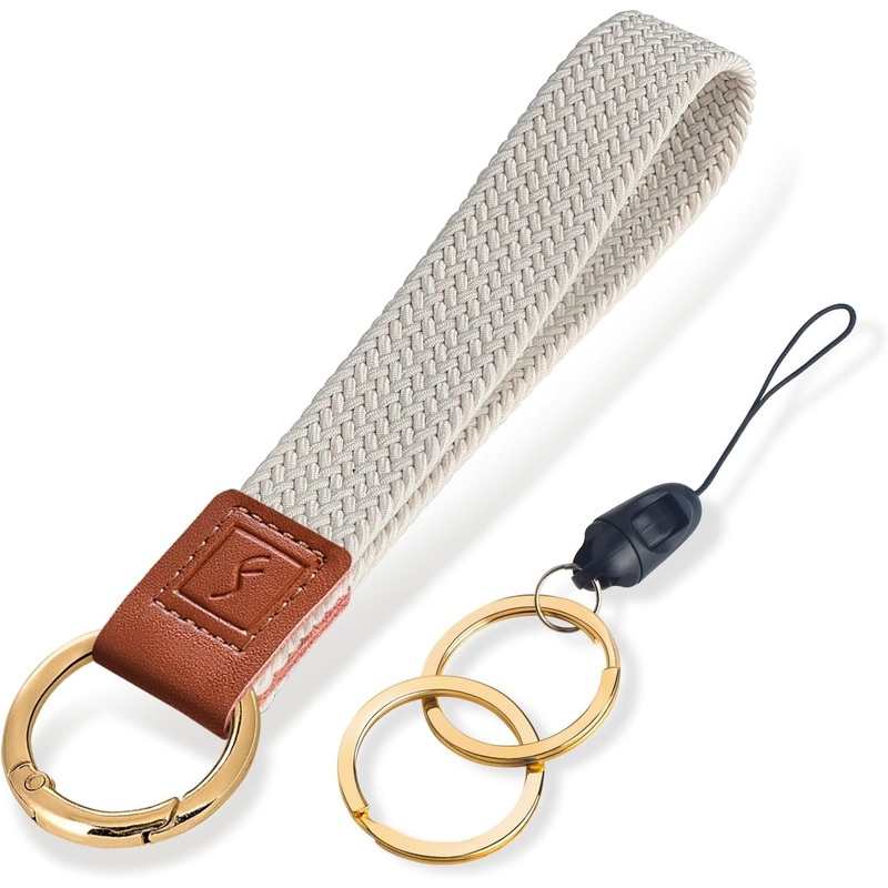 Fishent Stretchy Key Chain, Cute Keychain Wristlet, Woven Wrist Lanyard for Keys, Key Chains for Women Men Car Keys ID Badges Card Wallet Phone