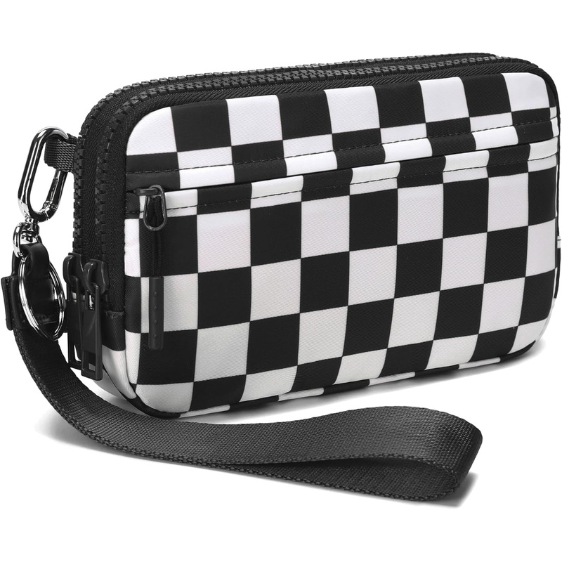 FODOKO Wristlet Wallets for Women Nylon Quilted Wallet with 4 Zippers,Travel Credit Card,Holder Cell Phone Organizer