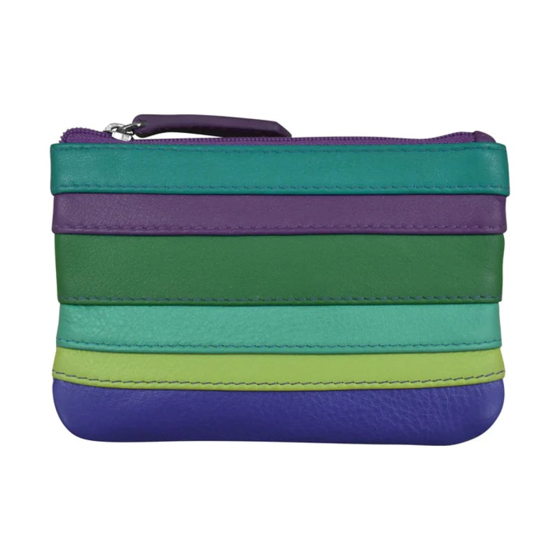 ILI New York  Leather Coin Holder with Key Ring -  Cool Tropics